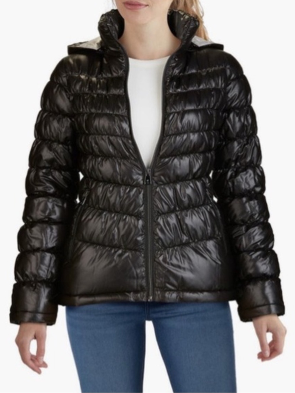 Kenneth Cole Ladies Black Quilted Puffer Jacket Sz Medium
